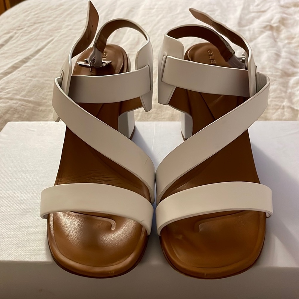 Clergerie white sandals block heal